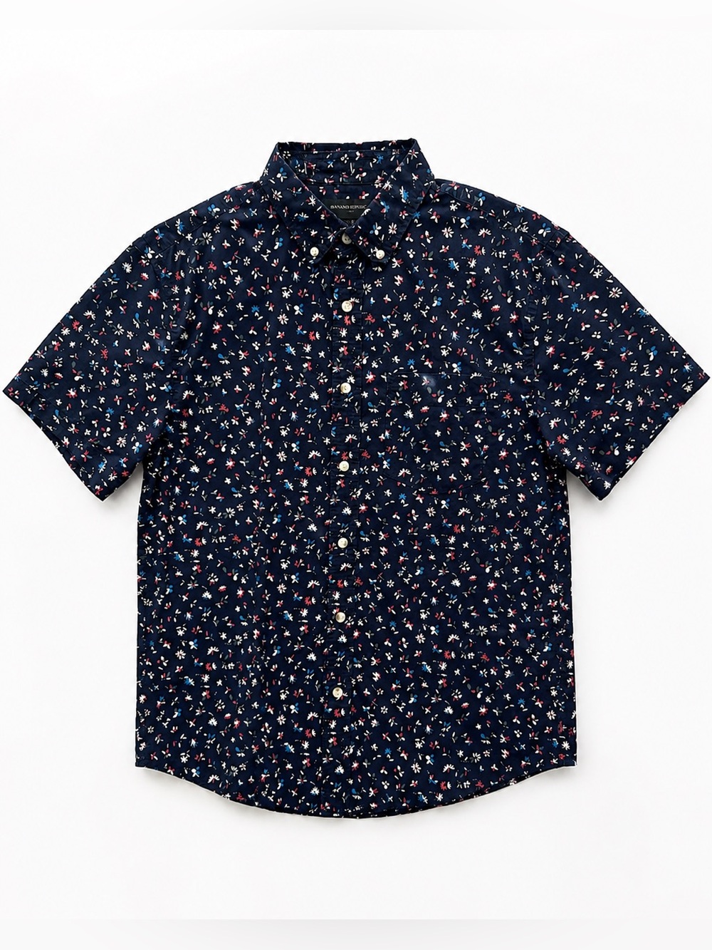 Banana Republic slim fit Navy Floral Short-Sleeve Button-Down Shirt